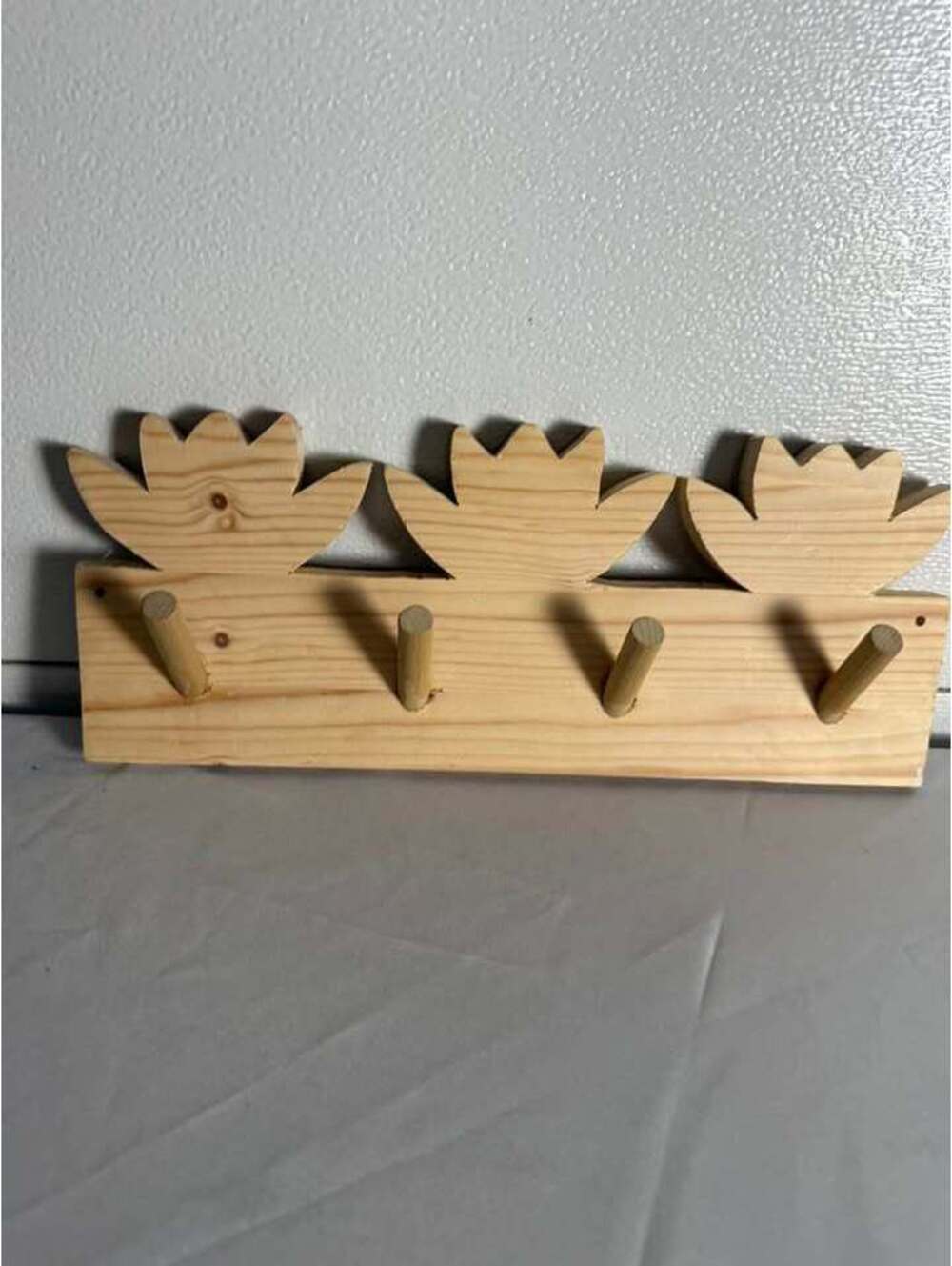 Handmade Wooden Flower Wall Peg Rack